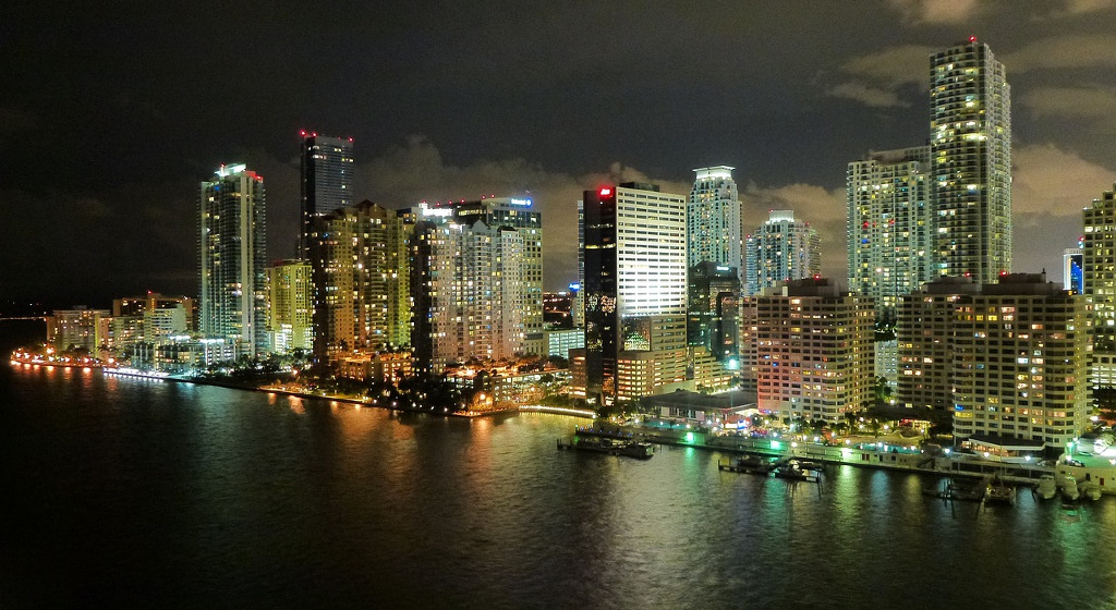 Miami skyline at night